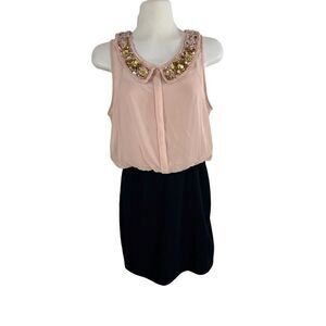 Candies Dress Chiffon Size Medium Peter Pan Collar Sleeveless One Piece Pencil